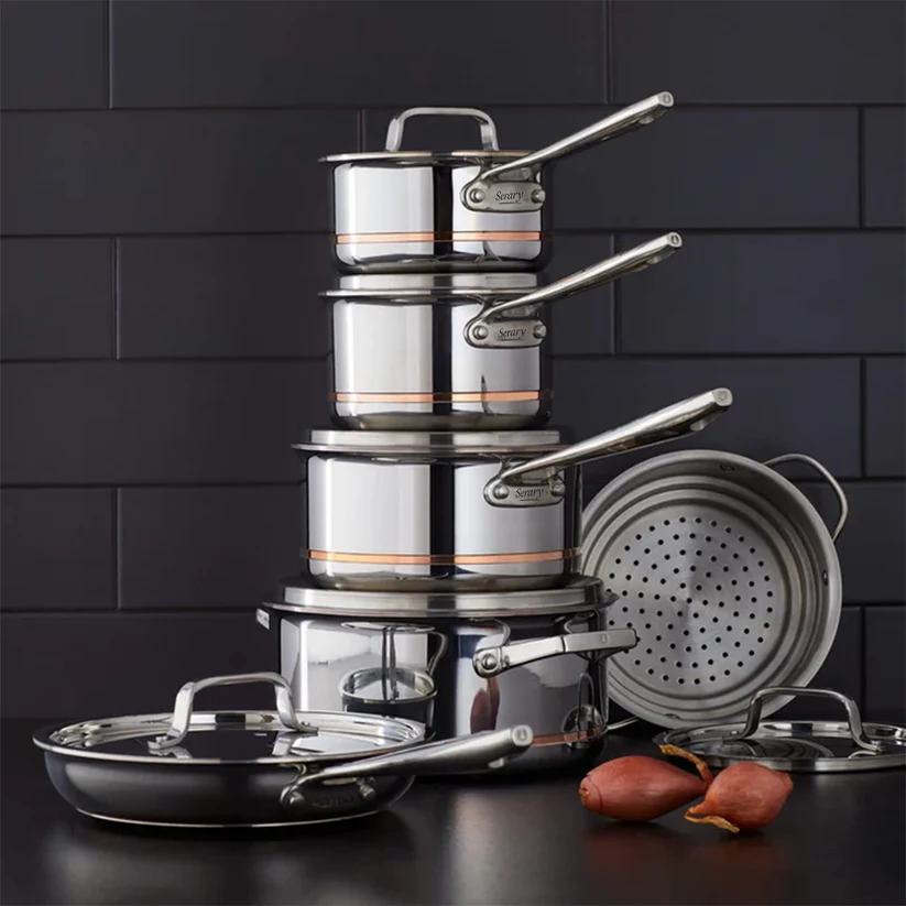 Serray Professional 12-Piece 5-Ply Copper Core Stainless Steel Cookware Set1 Serray Professional 12-Piece 5-Ply Copper Core Stainless Steel Cookware Set - Image 1