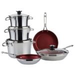 Serray Signature 10-Piece Stacking Stainless Steel Cookware Set – Aluminum Base, Induction Compatible